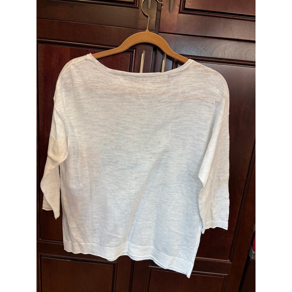 Linen Blend Costal Scene Lightweight 3/4 Length Sleeve Top Size S/M - Picture 2 of 7